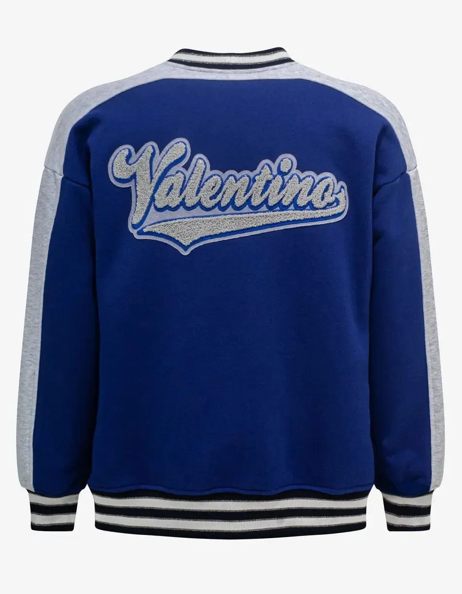 Valentino Blue V Crew Patches Cardigan
