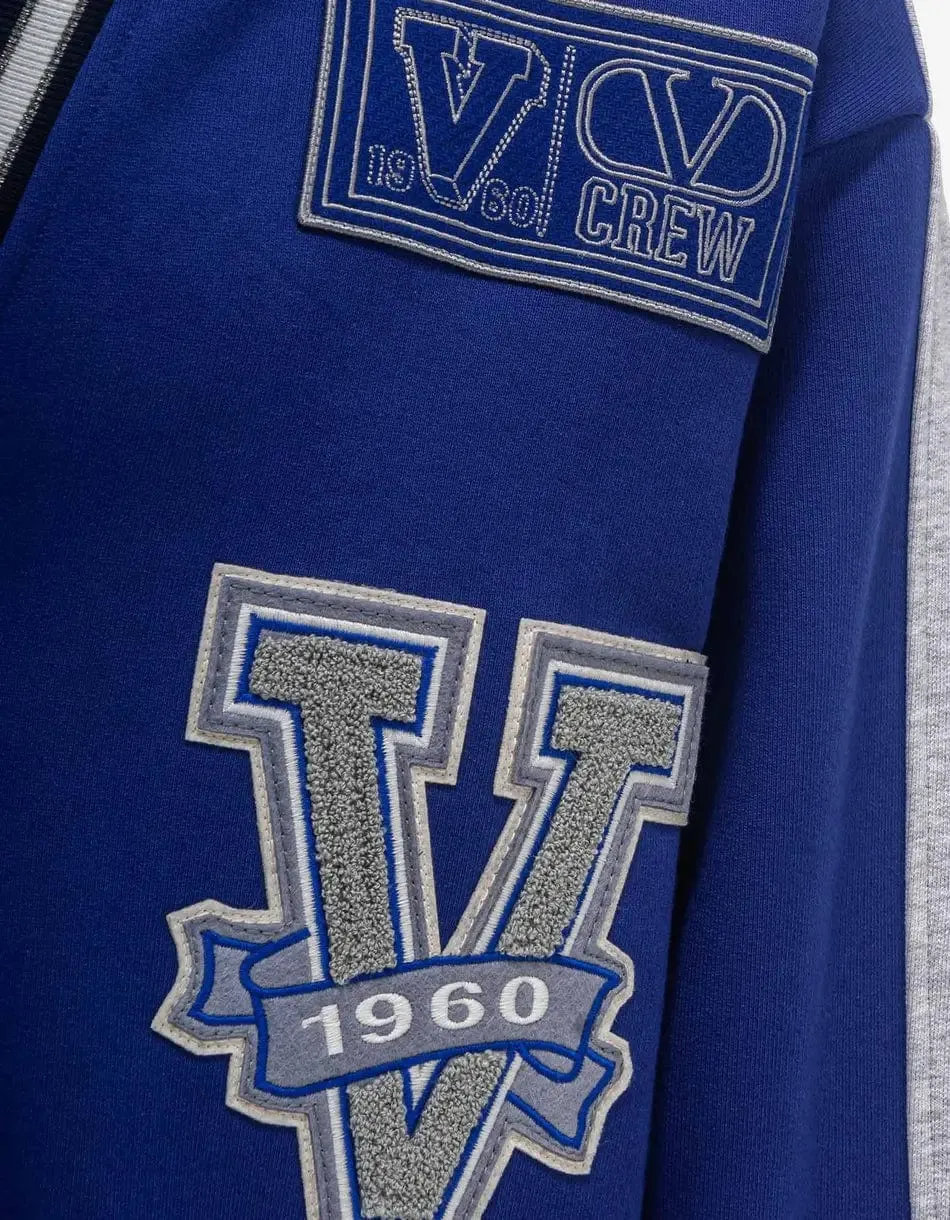 Valentino Blue V Crew Patches Cardigan