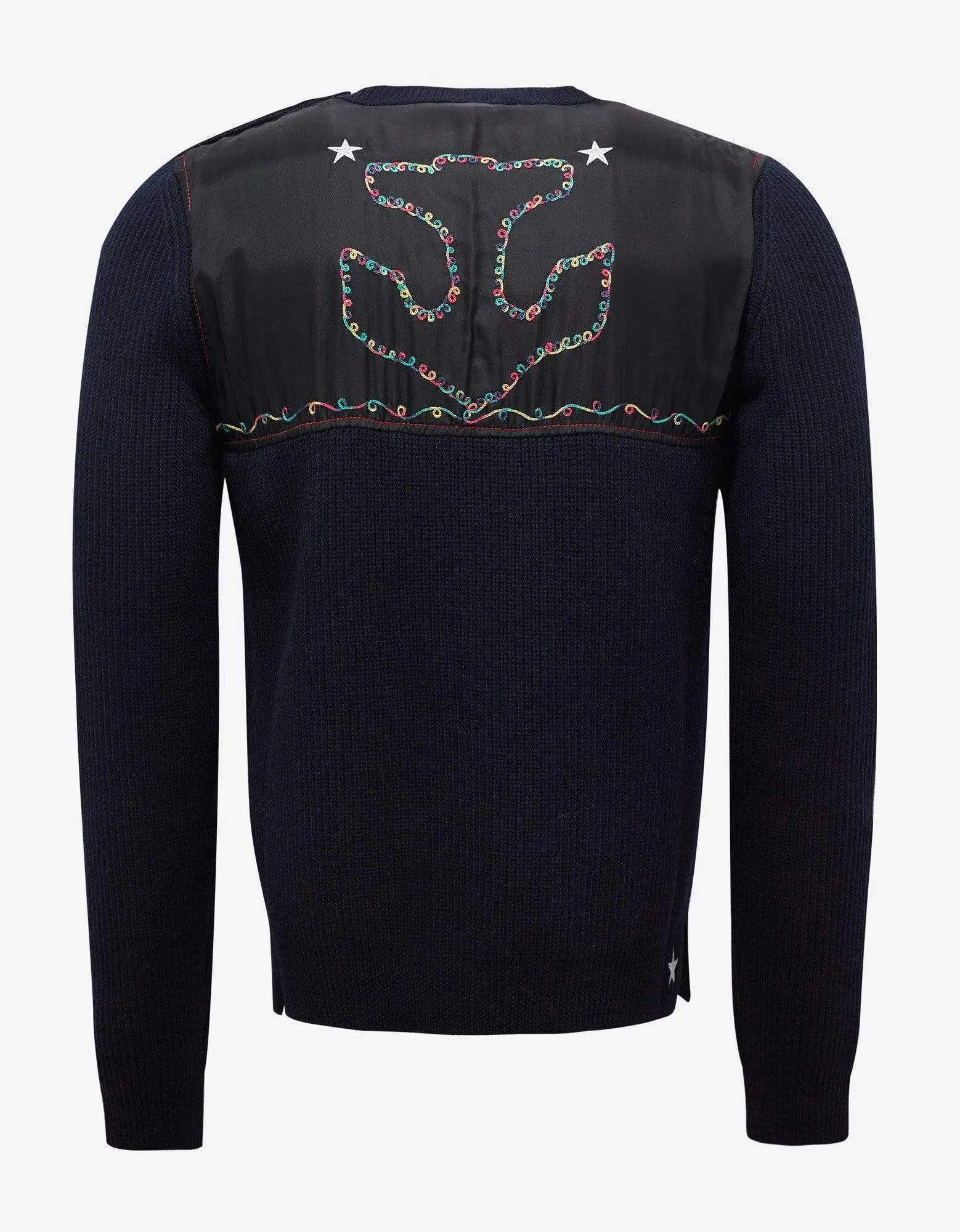 Valentino Navy Blue Marine Embroidered Wool Sweater
