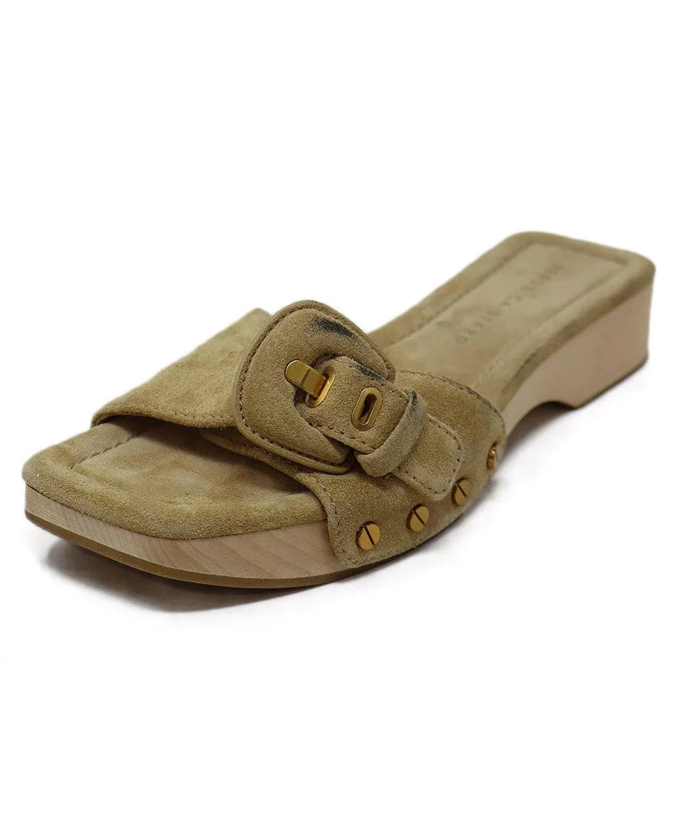 Veronica Beard Tan Suede Wood Sandals sz 6