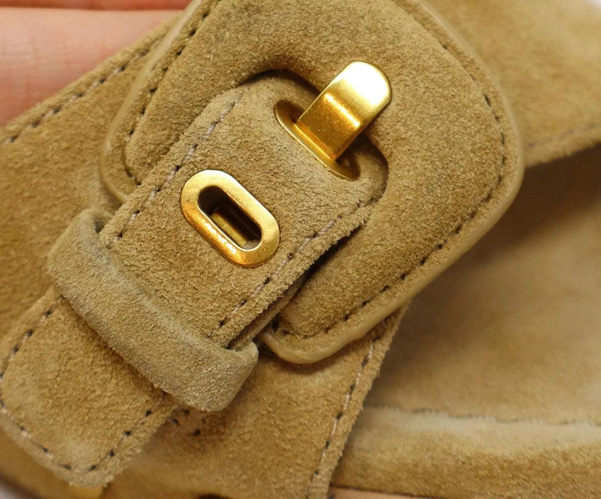 Veronica Beard Tan Suede Wood Sandals sz 6