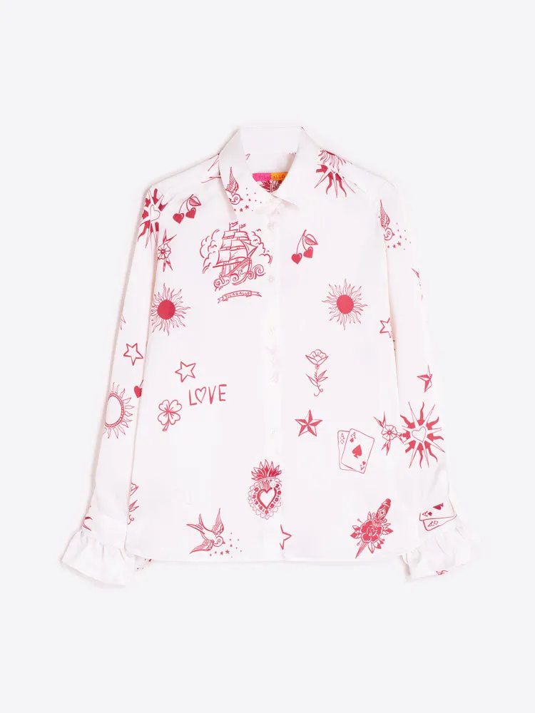 Vilagallo Shirt Tattoo Rojo Print