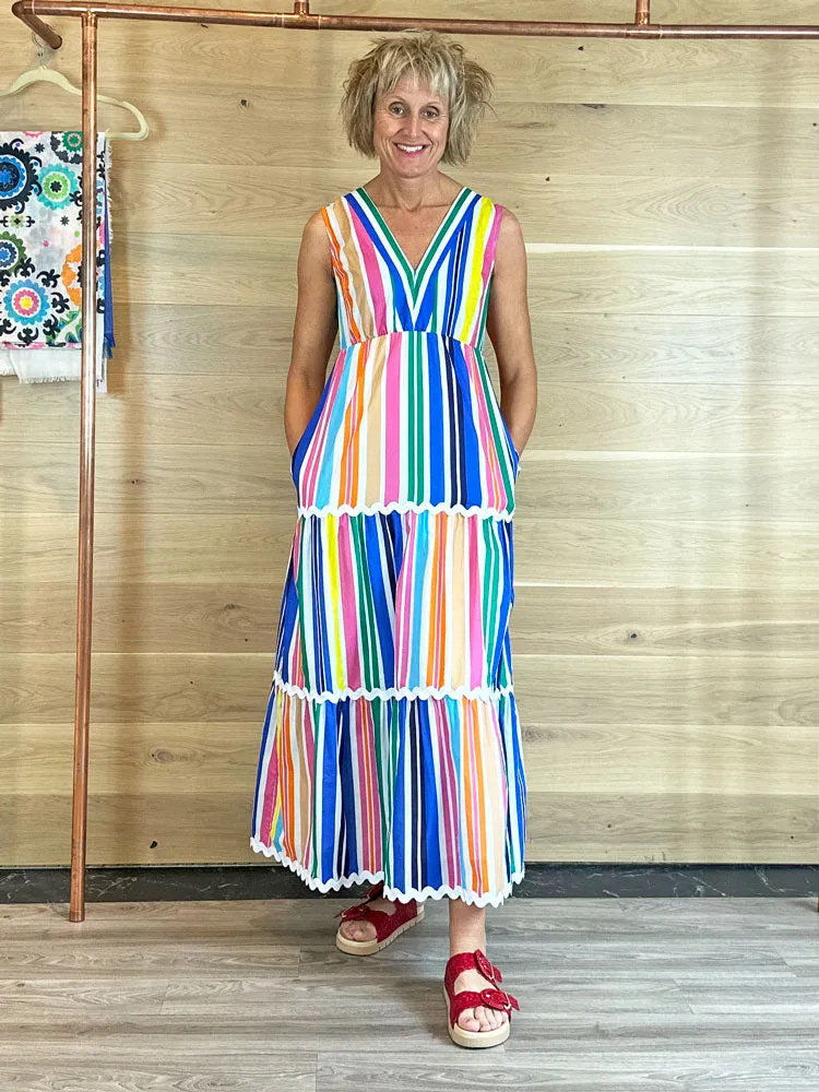 Vilagallo Sleeveless Dress Multicoloured Stripes