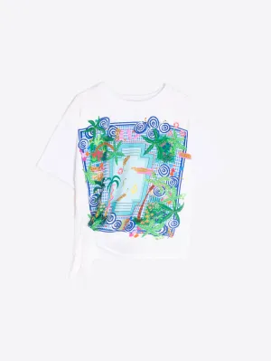 Vilagallo T-Shirt with Side Tie Pool Print