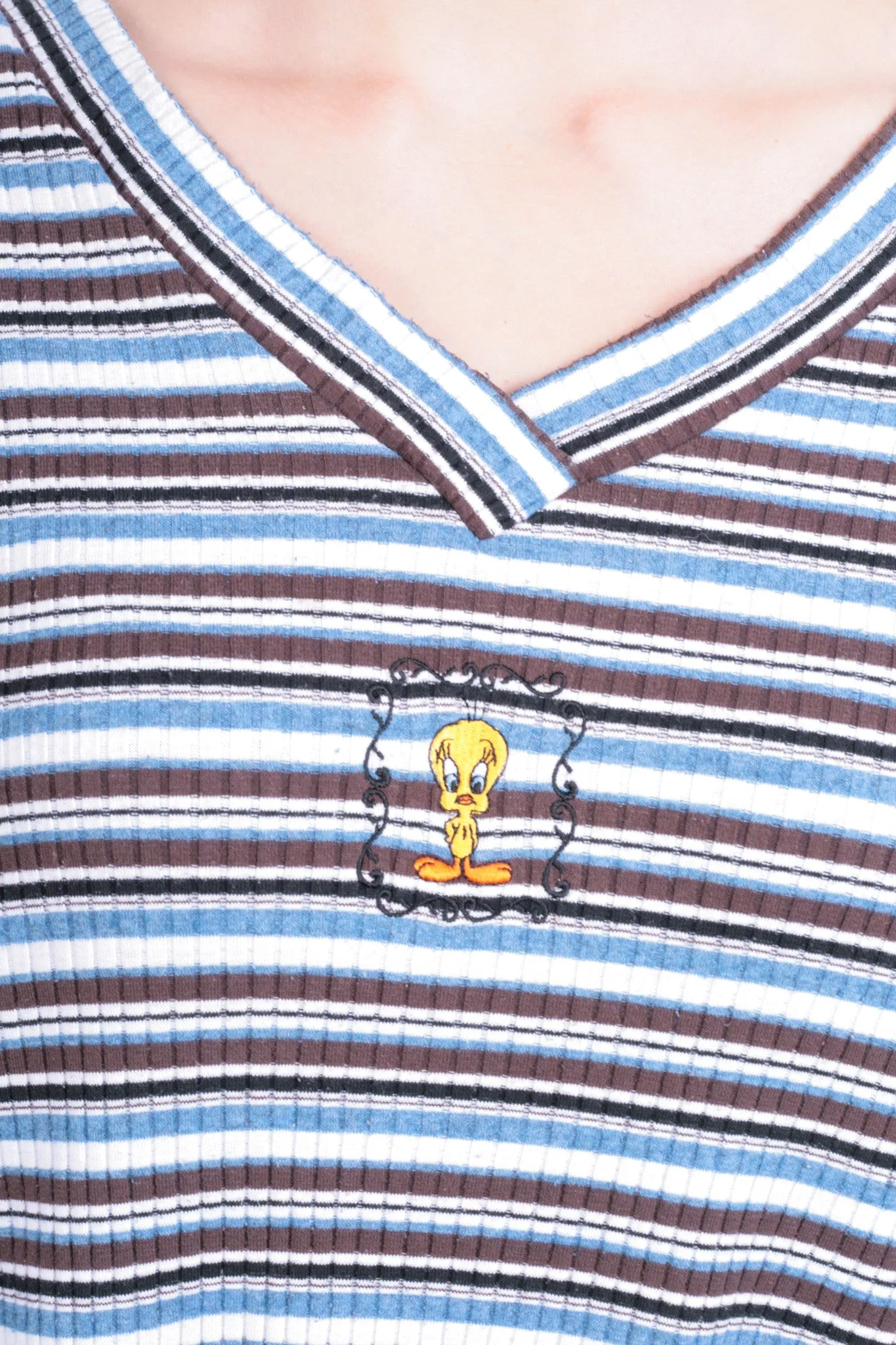 Warner Bros. Women's M Dress Cotton Tweety Striped V Neck