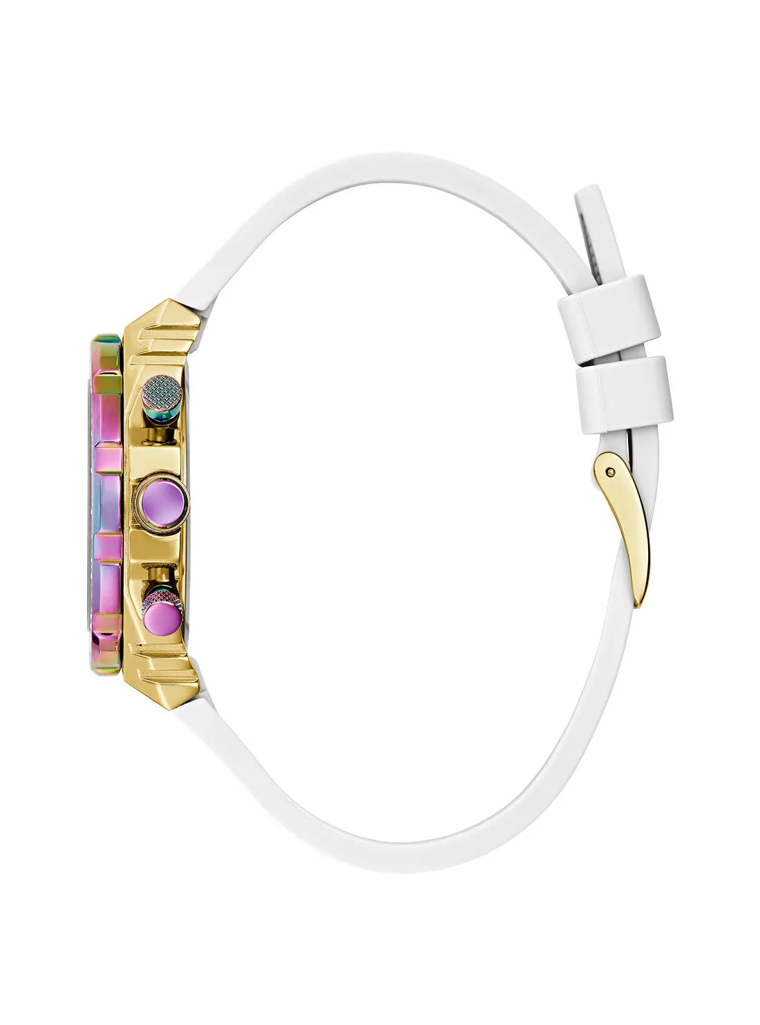 White Iridescent Fusion Silicone Watch Guess