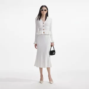 White Knit Peplum Midi Dress Self Portrait