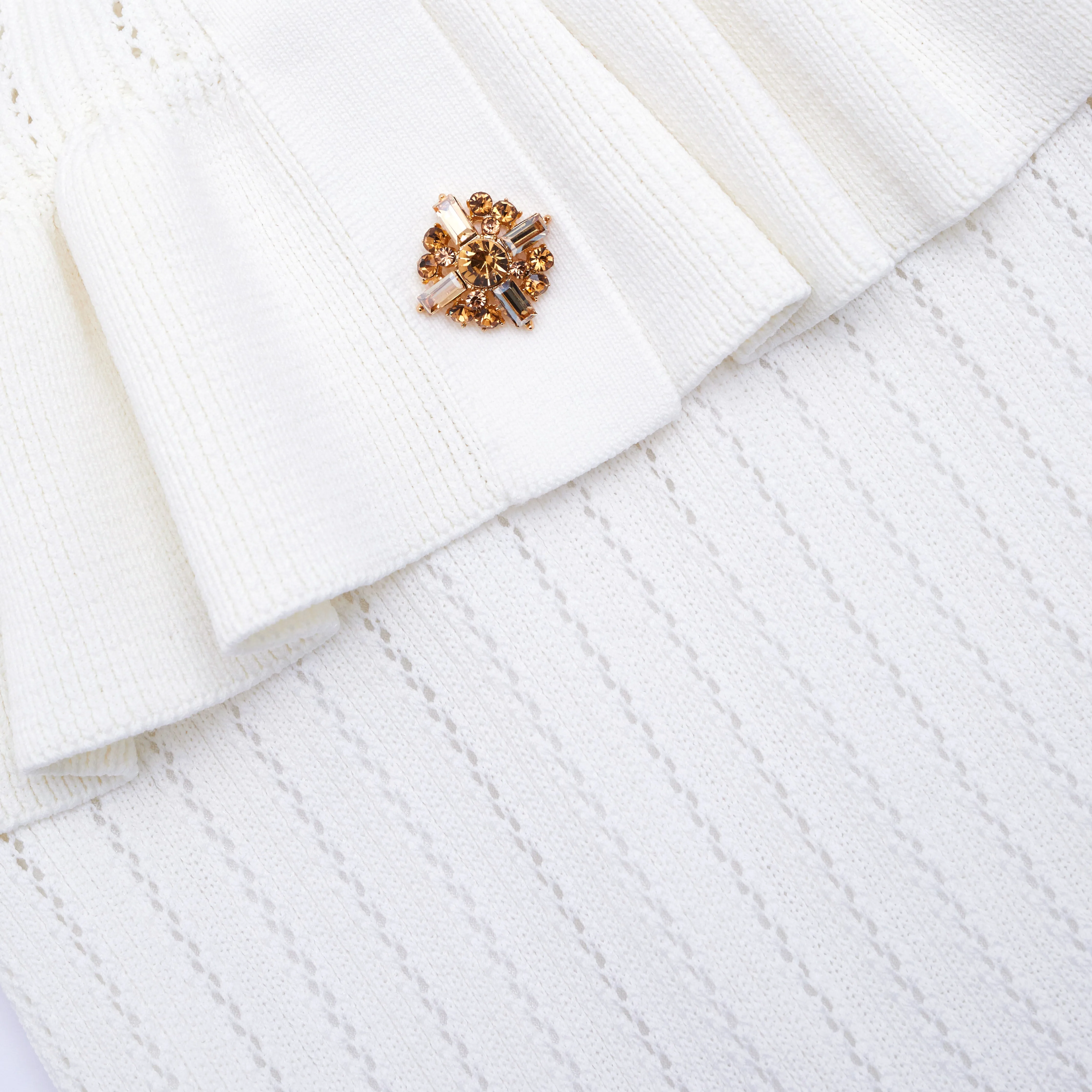 White Knit Peplum Midi Dress Self Portrait