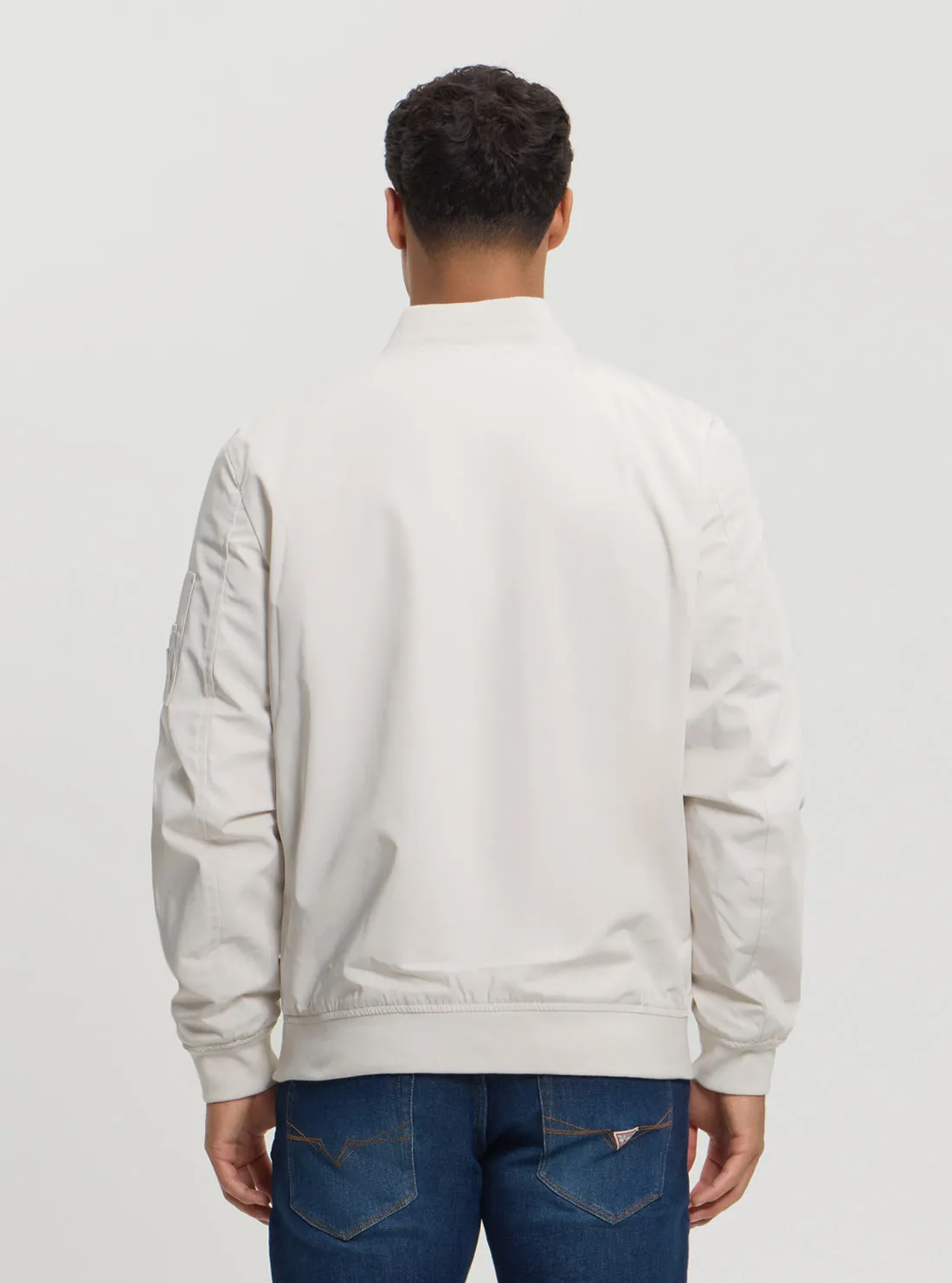 White Satin Bomber Jacket Guess