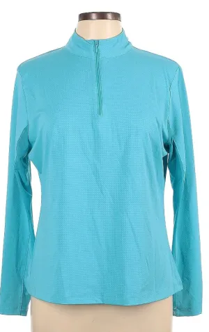 Women's Gottex Turquoise Zip Mock Sun Shirt Size L
