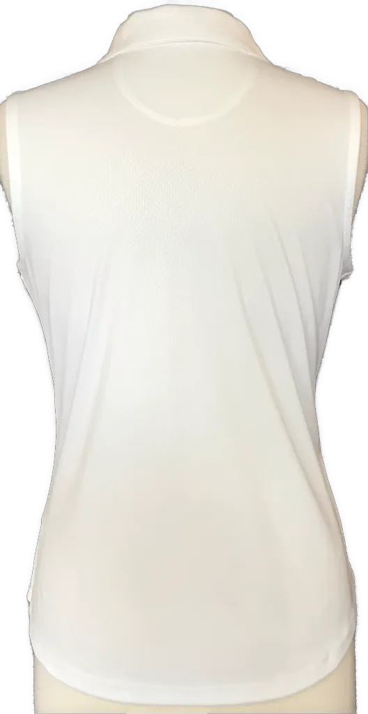 Women's Greg Norman White Sleeveless Golf Polo w/ Logo Size M. MSP$70