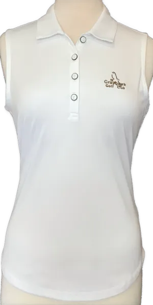 Women's Greg Norman White Sleeveless Golf Polo w/ Logo Size M. MSP$70
