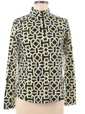 Women's Icikuls Black & Yellow Long Sleeve Sun Shirt Size M