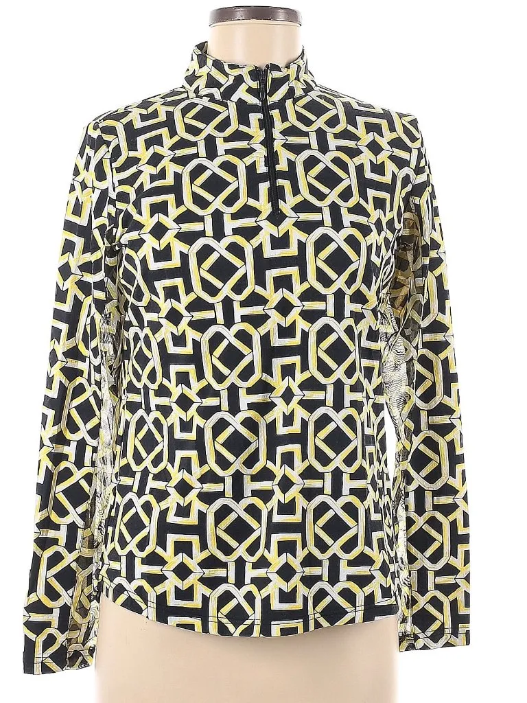 Women's Icikuls Black & Yellow Long Sleeve Sun Shirt Size M
