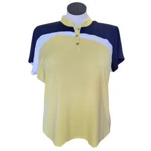 Women's Izod Golf Navy, Yellow & White Colorblock Polo Size XXL