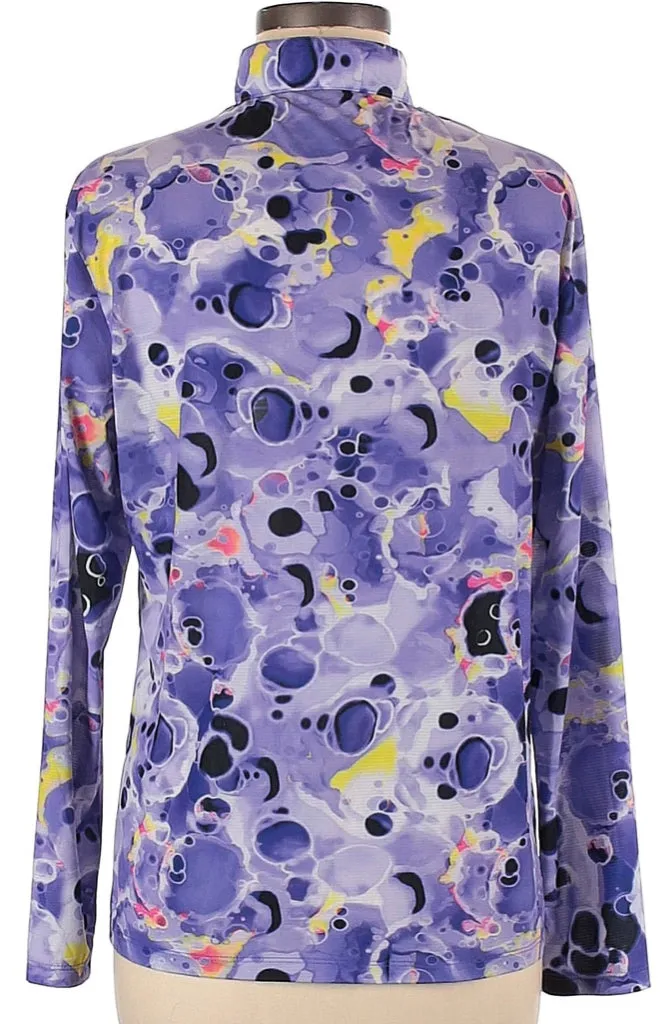 Women's Jamie Sadock Purple Print Sunsense Golf Top Size L. MSP$95