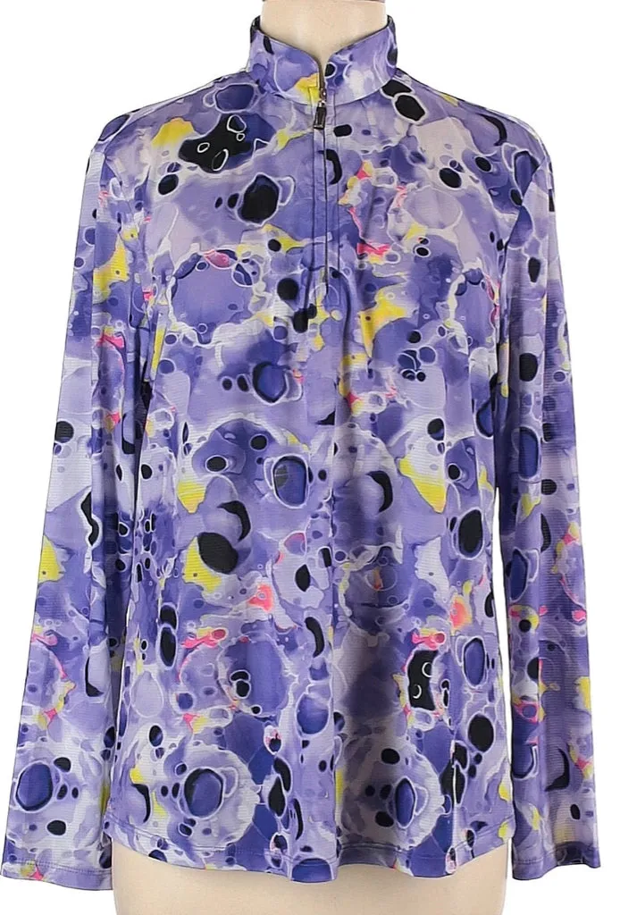 Women's Jamie Sadock Purple Print Sunsense Golf Top Size L. MSP$95