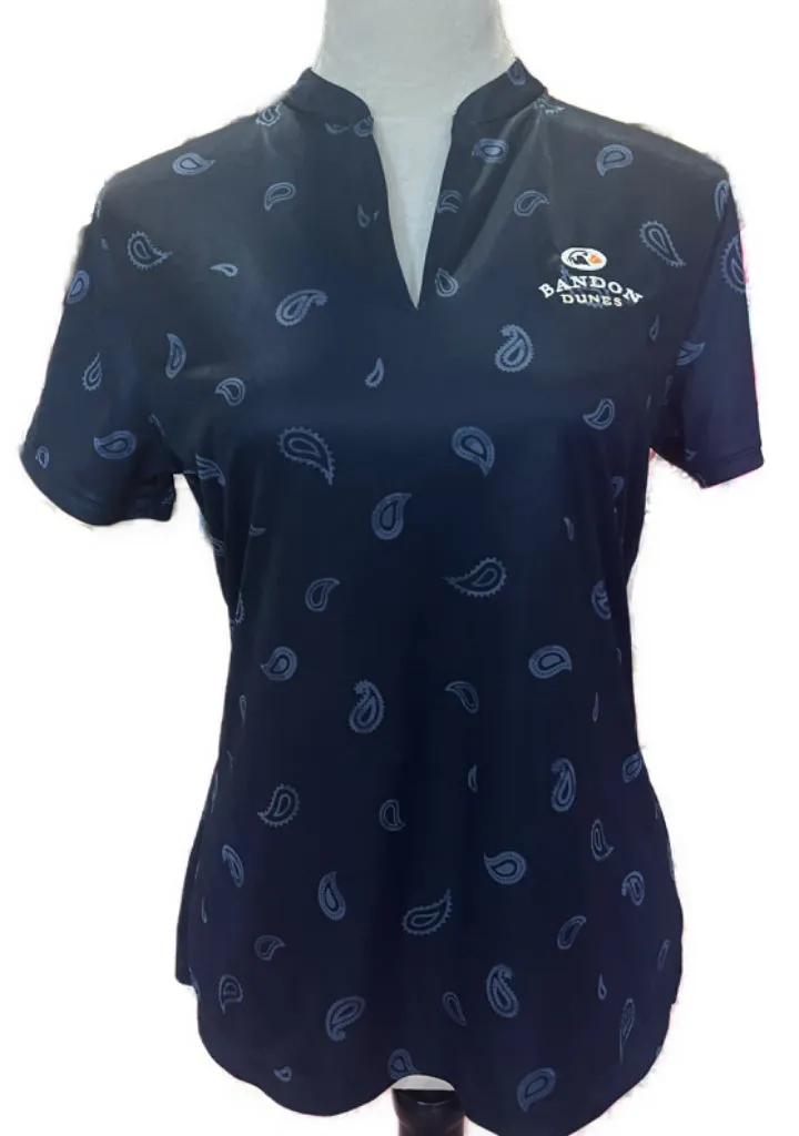 Women's Nike Golf Dri-Fit Victory Paisley Printed Polo w/ Bandon Dunes Logo Size M MSP$65