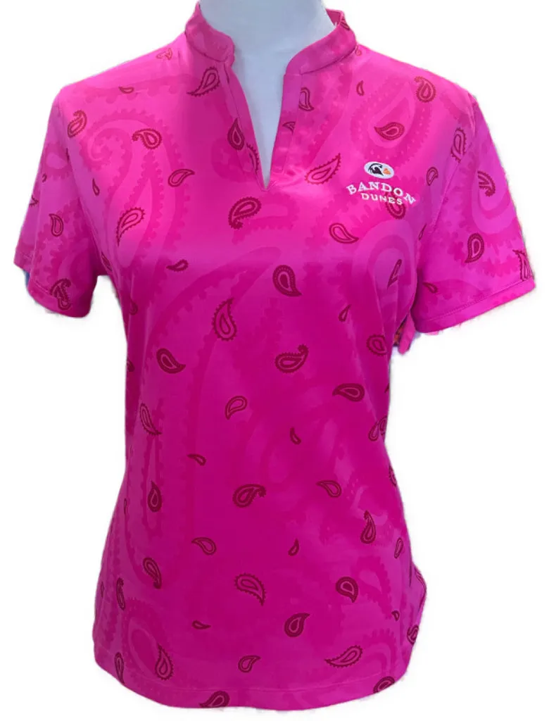 Women's Nike Golf Dri-Fit Victory Paisley Printed Polo w/ Bandon Dunes Logo Size M MSP$65