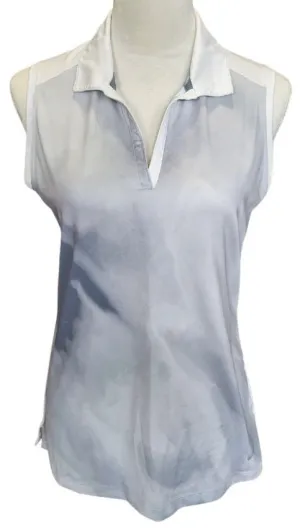 Women's Nike Golf Tour Performance Gray Sky Print White Sleeveless Polo Size M MSP$60
