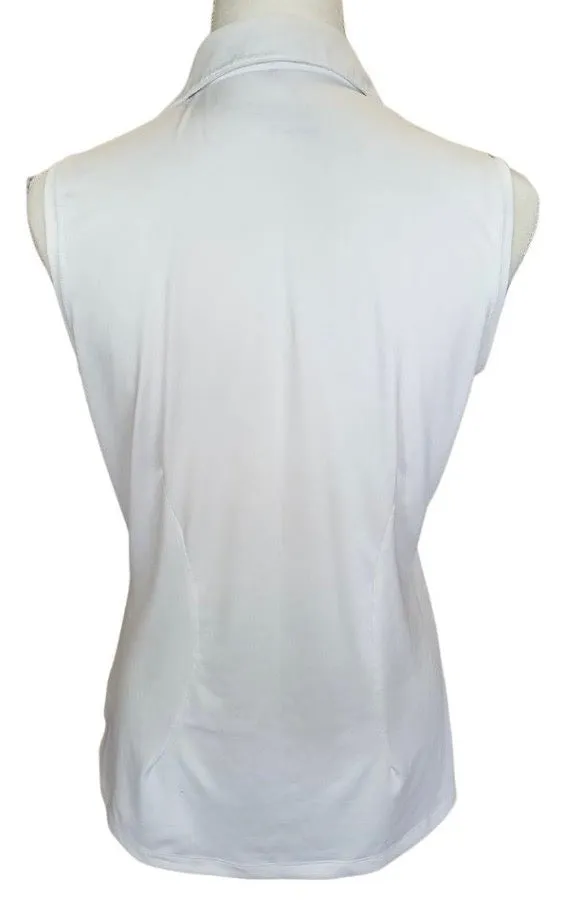 Women's Nike Golf Tour Performance Gray Sky Print White Sleeveless Polo Size M MSP$60