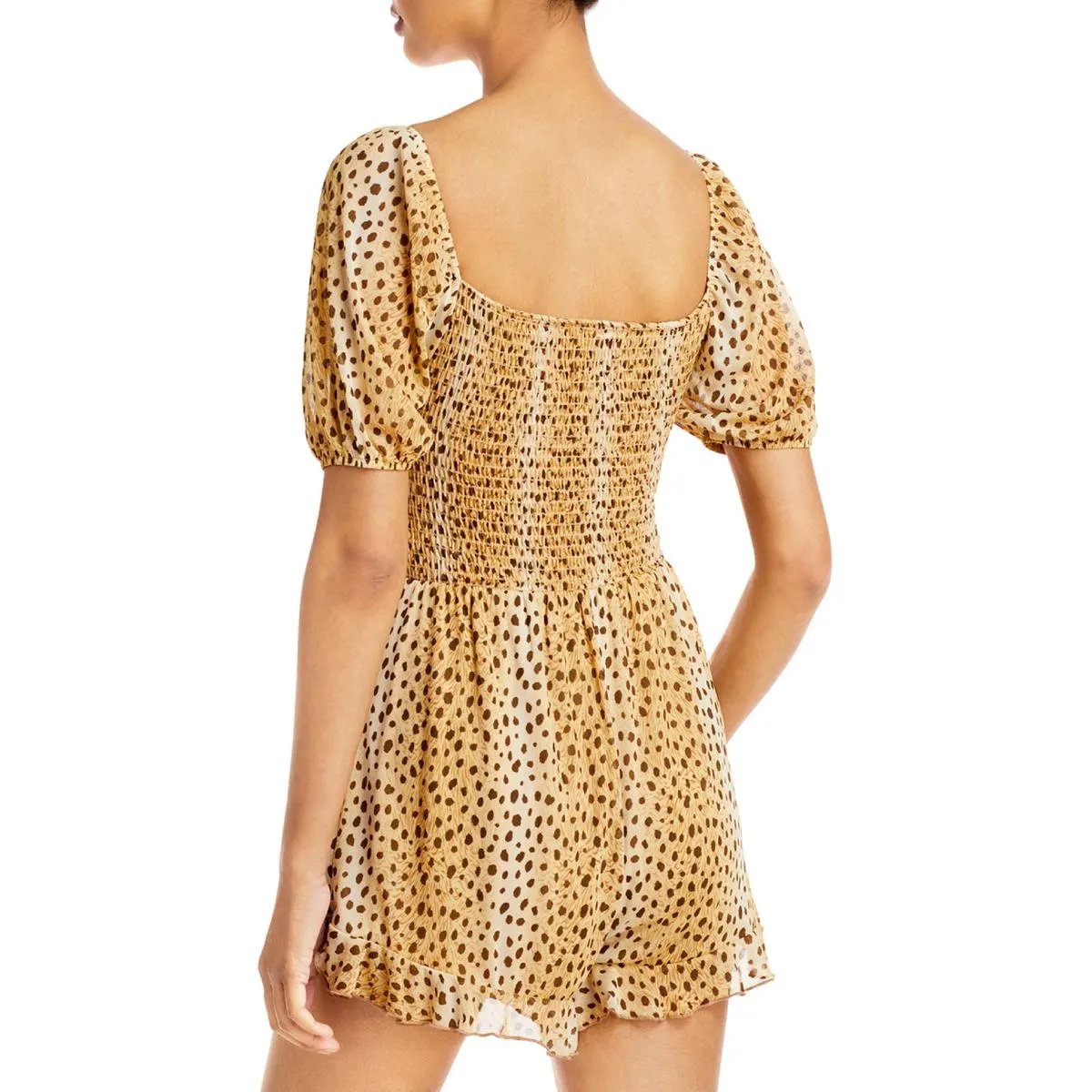 Womens Smocked Animal Print Romper