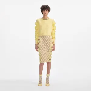 Yellow Cut Out Lace Detail Jumper Self Portrait