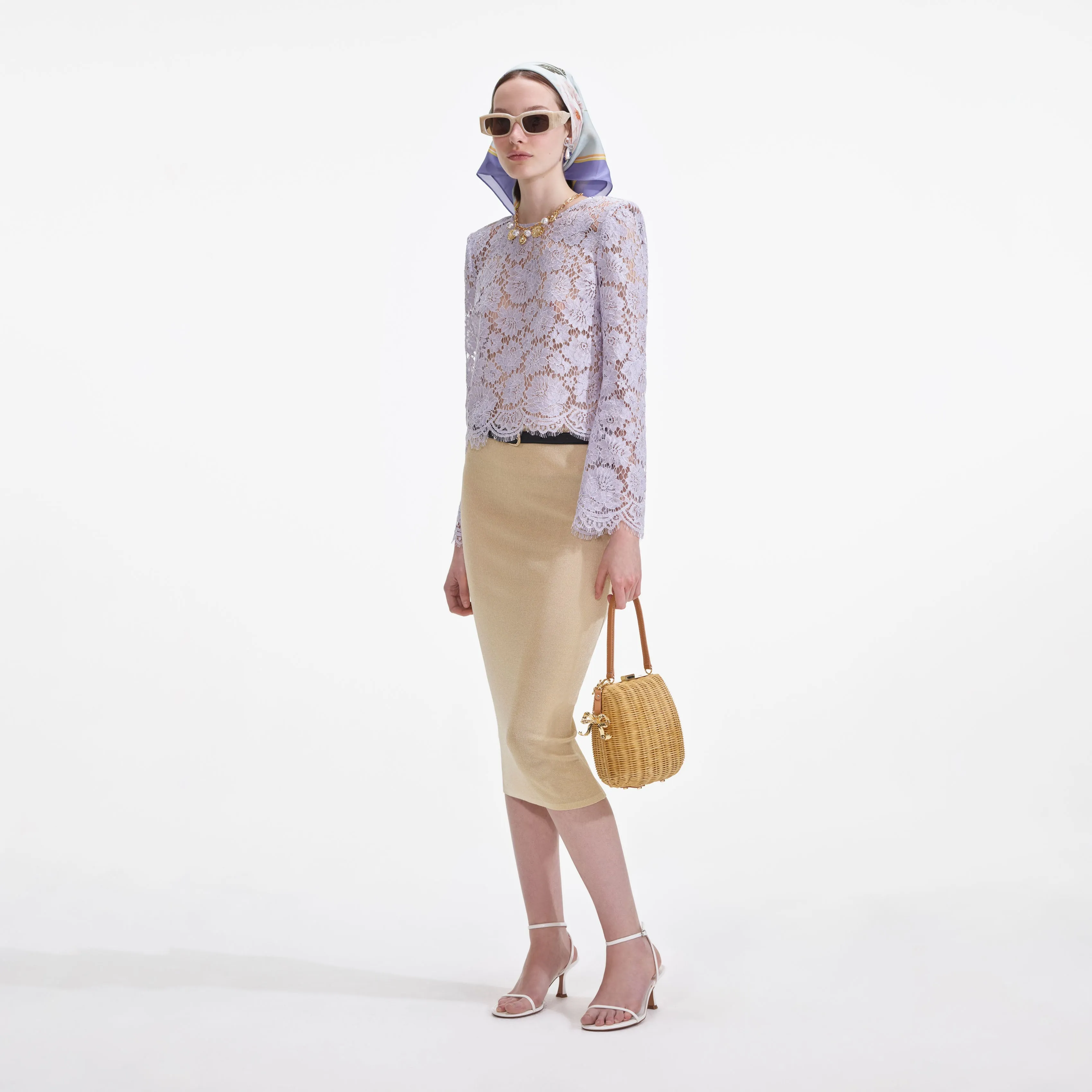 Yellow Viscose Knit Midi Skirt Self Portrait