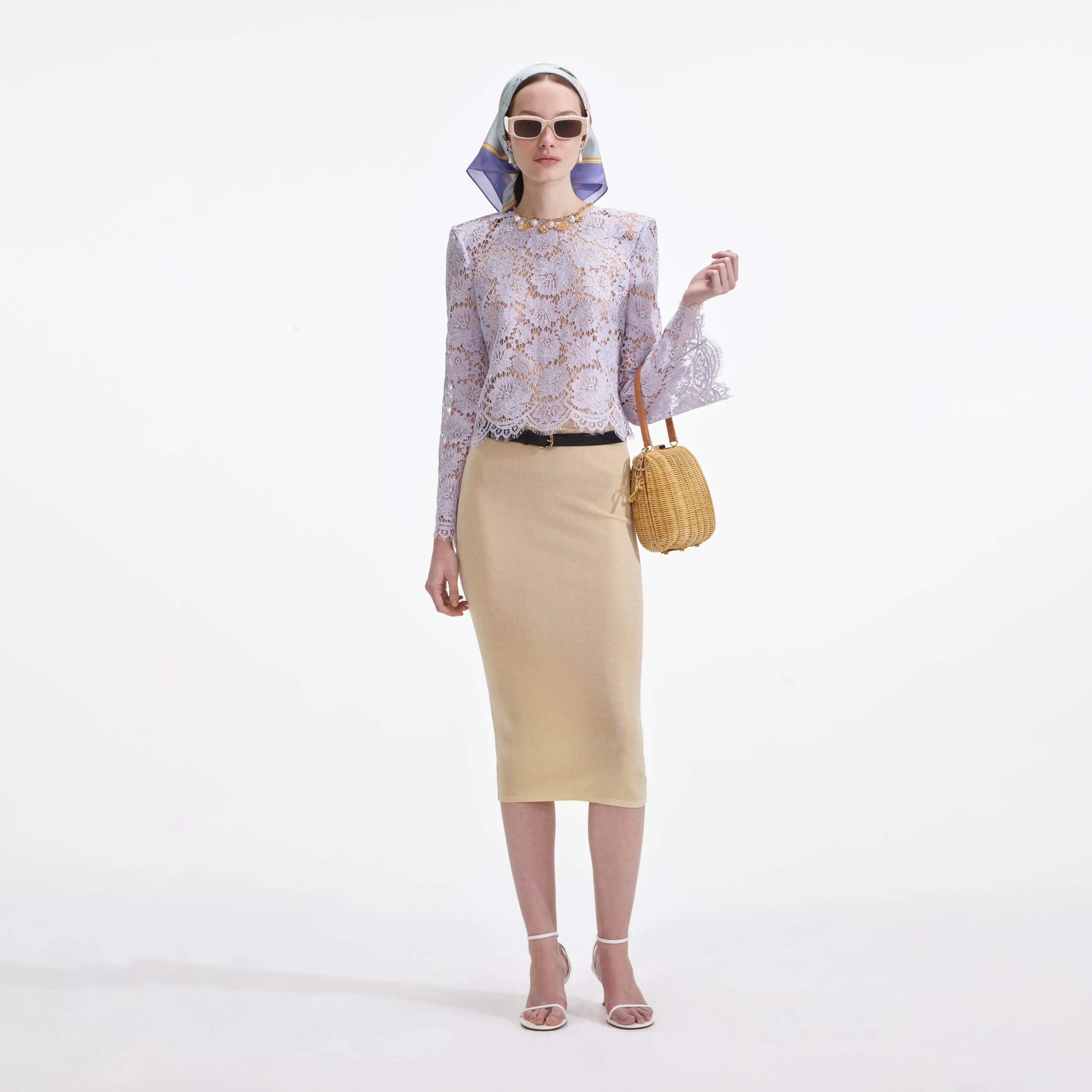 Yellow Viscose Knit Midi Skirt Self Portrait
