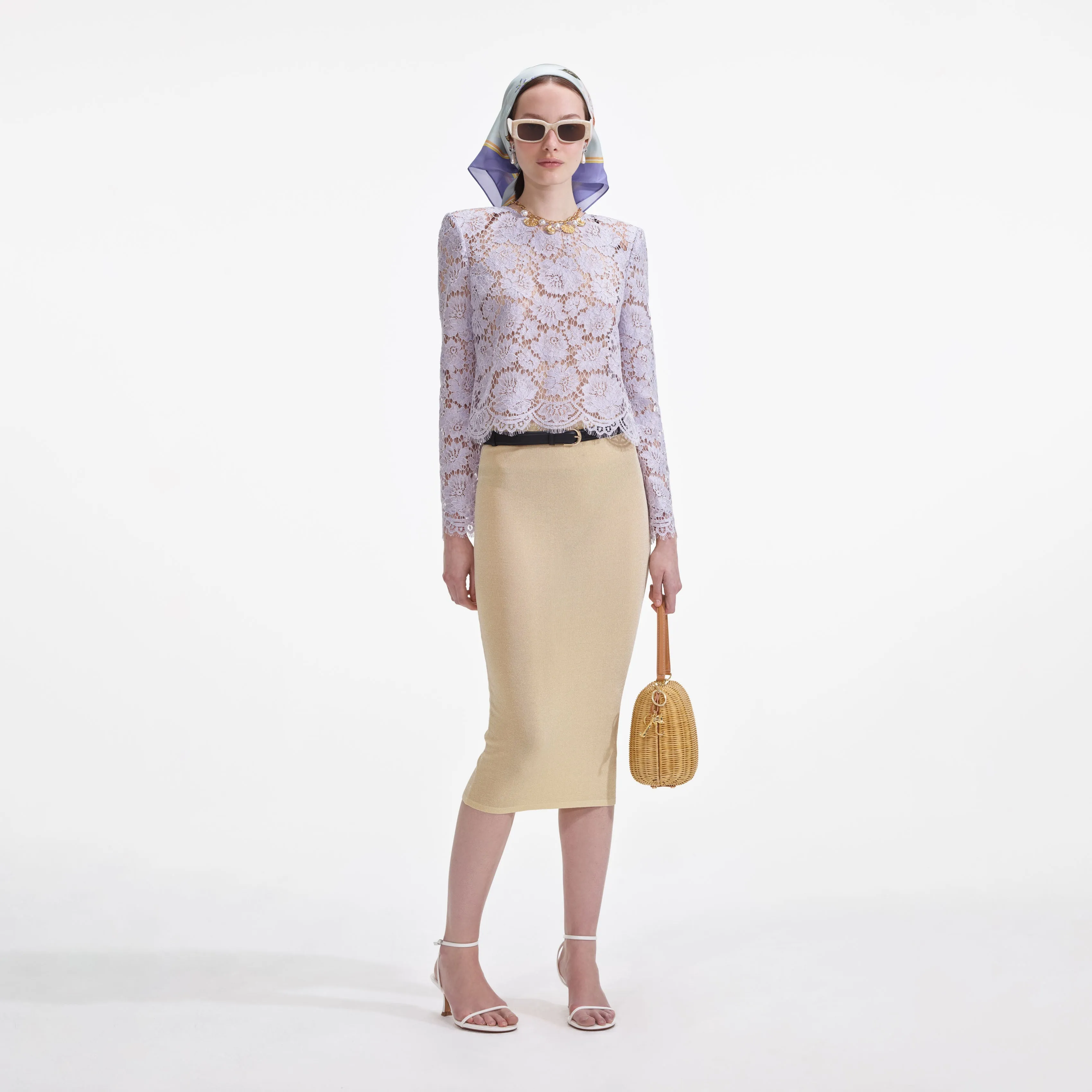 Yellow Viscose Knit Midi Skirt Self Portrait