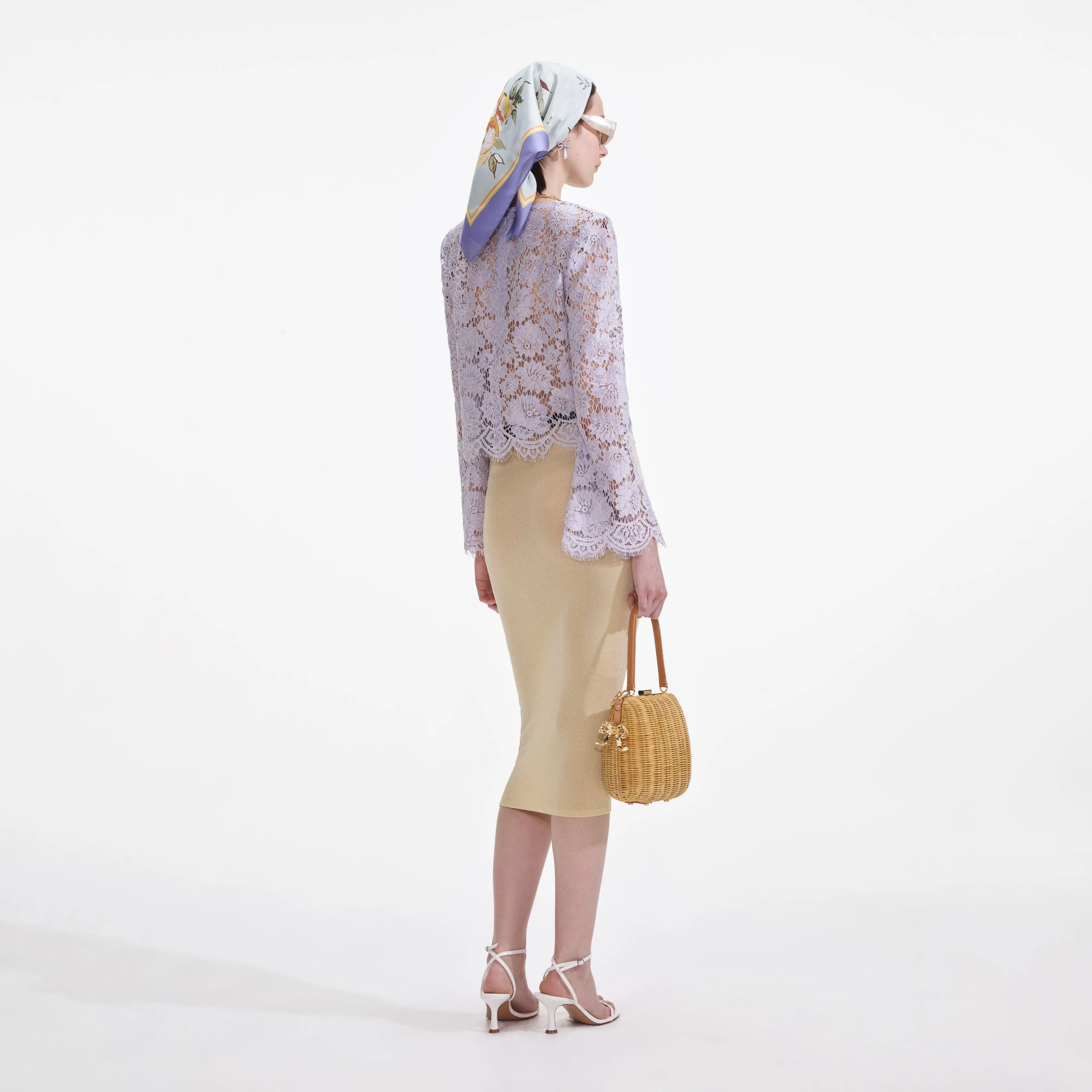 Yellow Viscose Knit Midi Skirt Self Portrait