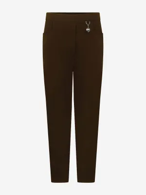 Zeco Girls School 2 Pocket Lycra Trousers in Brown