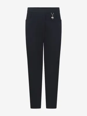 Zeco Girls School 2 Pocket Lycra Trousers in Navy