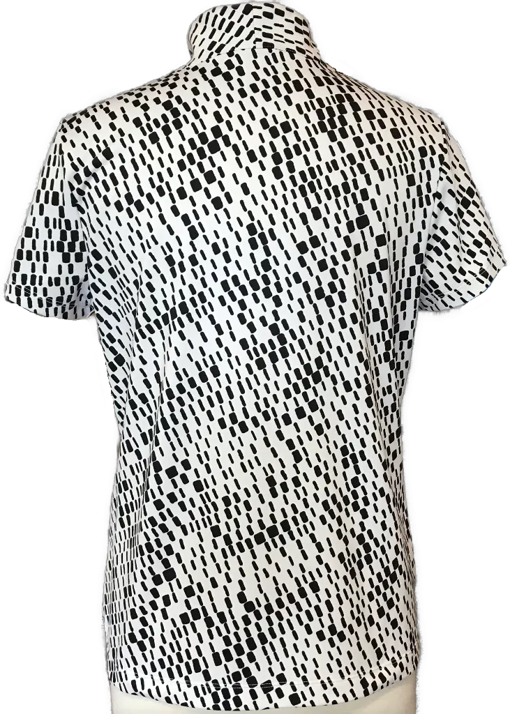 Zenergy Golf Black & White Print V-Neck Top Size M